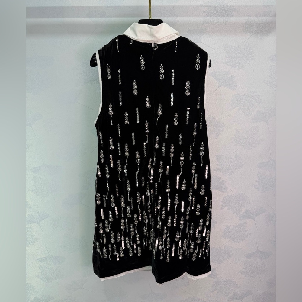 Miu Miu Black and White Sequin Midi Dress - Picture 9 of 9